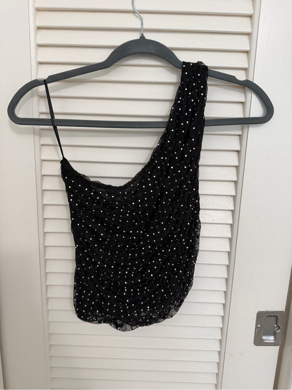 Zara Black One-Shoulder Sequin Camisole